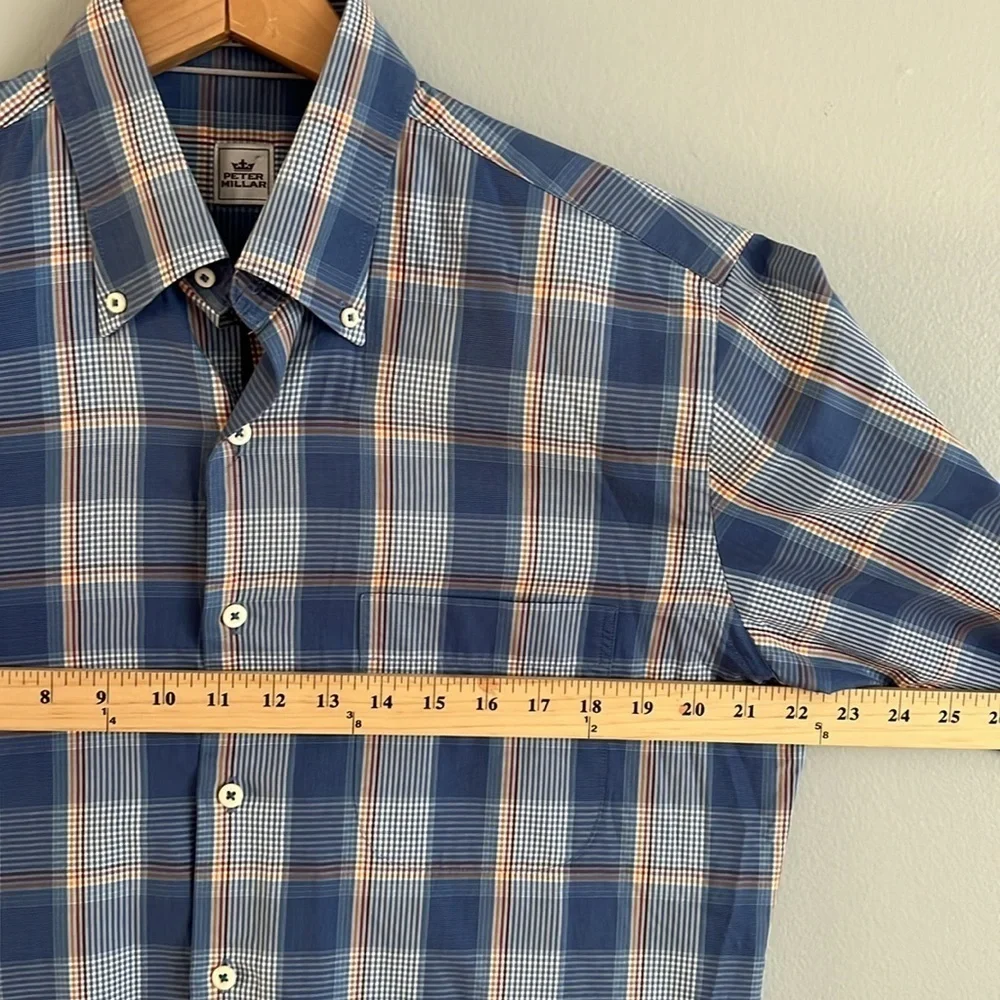 Peter Millar Men’s Blue and White Casual Short Sleeve Button Down Shirt Medium - Picture 9 of 9